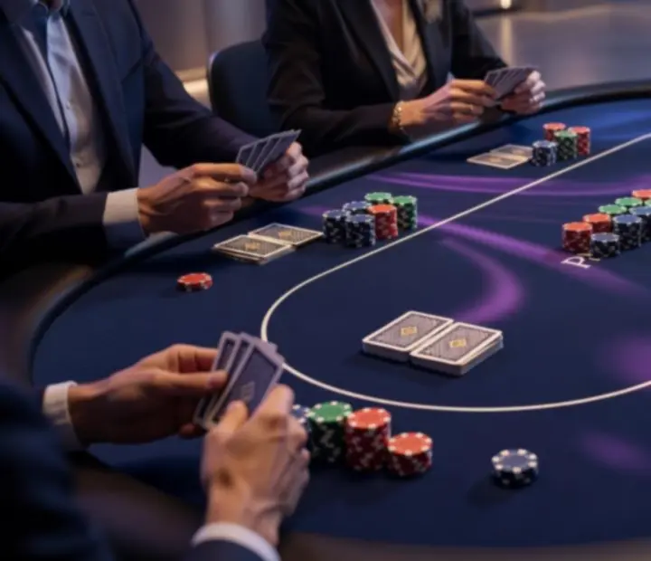 Przygotowany stół pokerowy na rekreacyjny wieczór offline