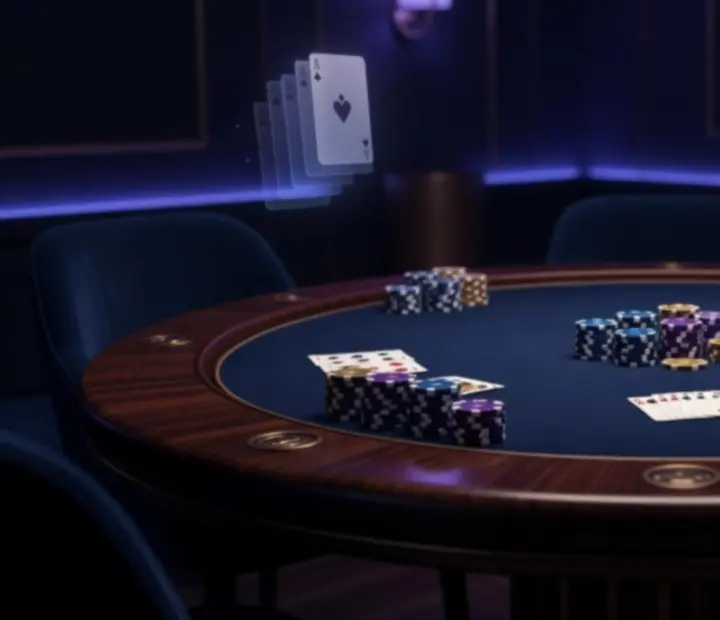 Luksusowy stół pokerowy podczas rekreacyjnego wieczoru offline