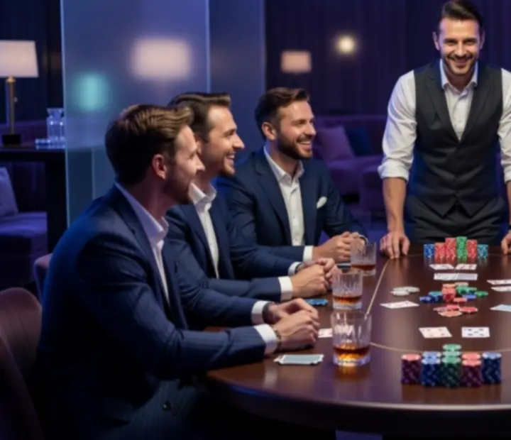 Stół pokerowy podczas eleganckiego wieczoru offline