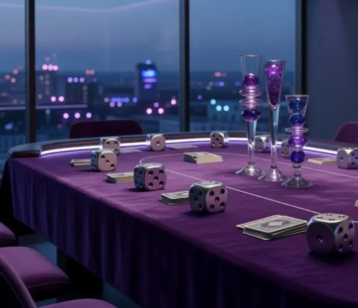 Dekoracje w stylu Vegas Night podczas tematycznego wieczoru pokerowego