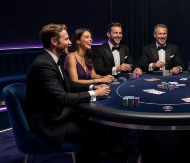 Elegancko przygotowany stół pokerowy podczas wieczoru rekreacyjnego